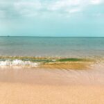 Peaceful beach with soft waves and open horizon, evoking calm, openness, and emotional release