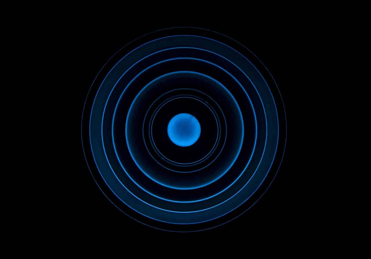 Abstract concentric blue circles symbolizing EMDR bilateral stimulation used in trauma therapy for memory reprocessing