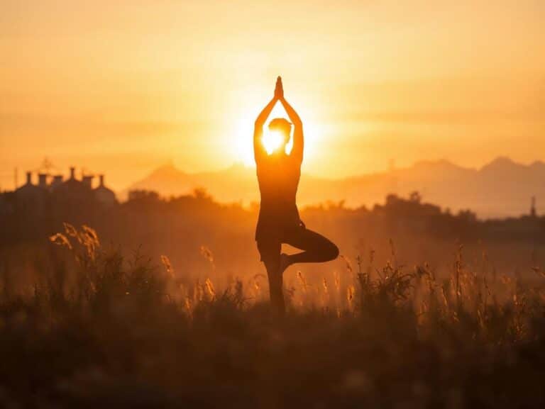 Person practicing grounding and breathwork at sunrise to support trauma healing through somatic therapy